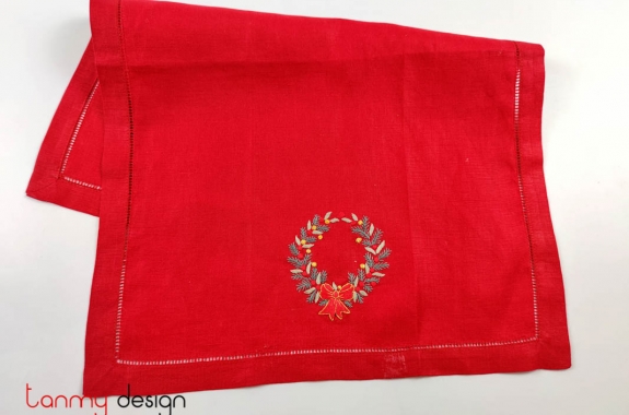  Bộ khăn lau tay Noel đỏ thêu vòng holy kim(6 chiếc)